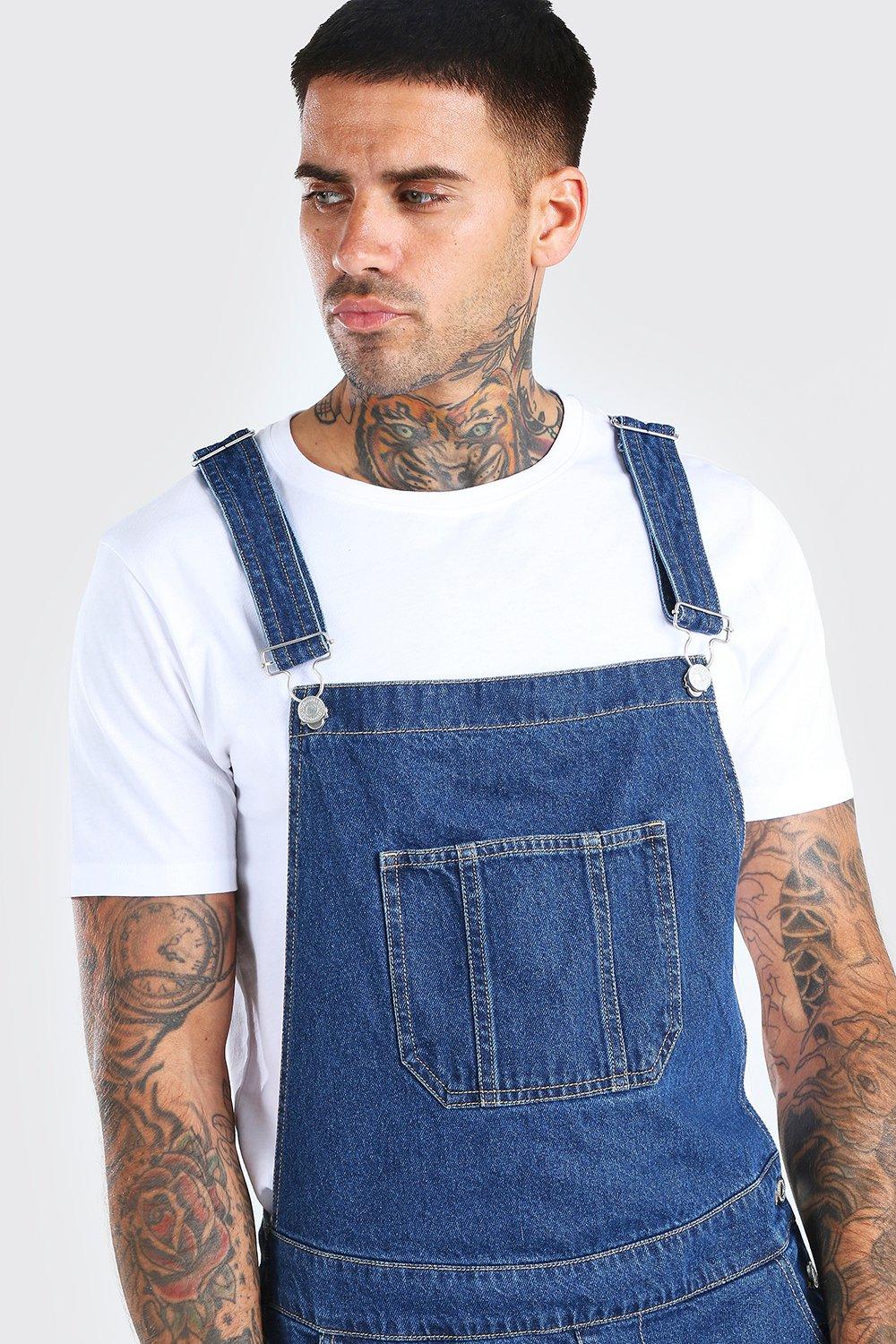 Full Length Rigid Denim Dungarees boohoo DK